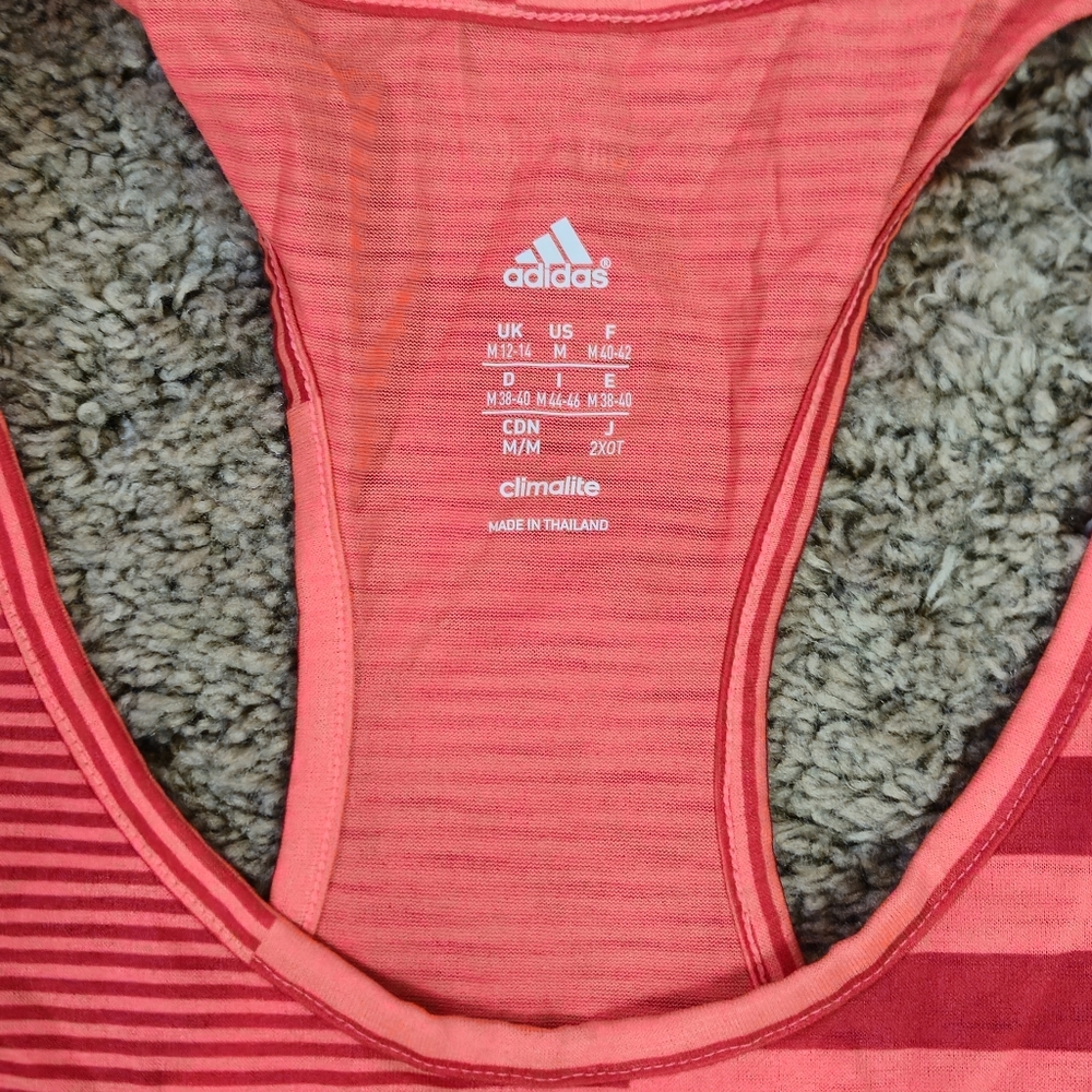 Adidas Climalite Racerback Striped Tank Top Size Medium - Picture 4 of 5